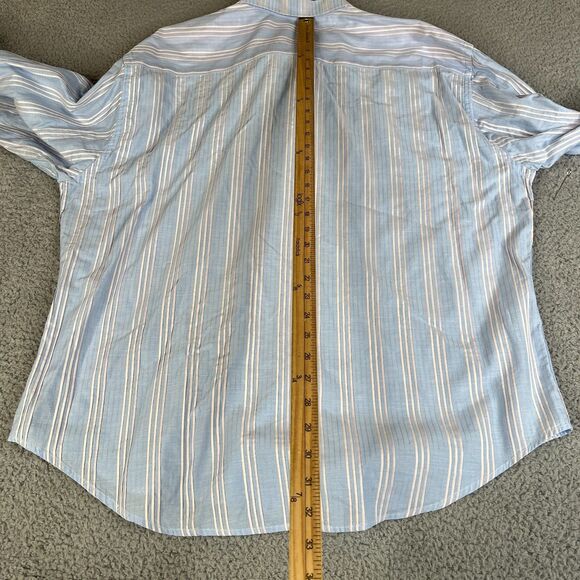Tommy Bahama Shirt Mens 3XL Blue Pink Striped Button Flip Cuff Cotton Golf - Picture 13 of 14